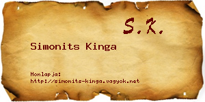 Simonits Kinga névjegykártya